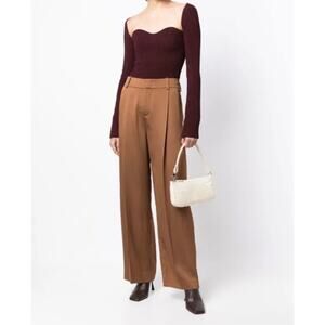 Vince Womens 12 Brown Wide Leg Trousers Quiet Luxury Career Chic NEW